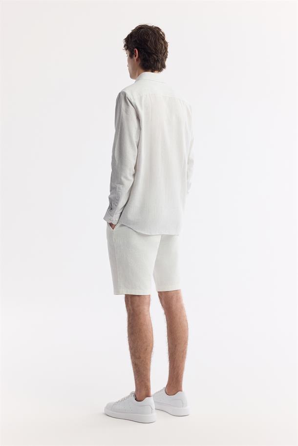 Açık Gri Düğmeli Yaka Pamuklu Kolay Ütülenen Gömlek