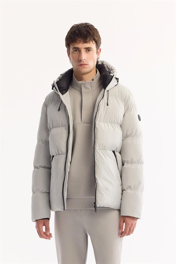 Light Grey Hooded Padded Jacket