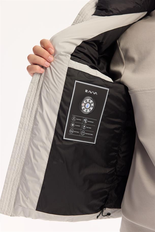 Light Grey Hooded Padded Jacket