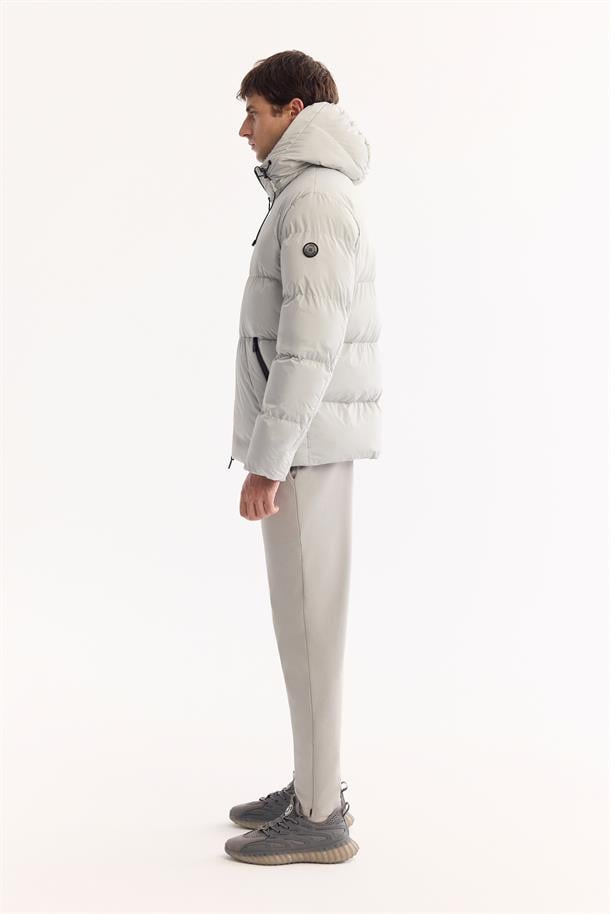 Light Grey Hooded Padded Jacket