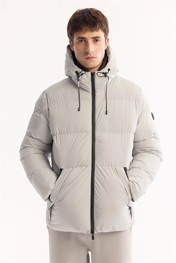 Light Grey Hooded Padded Jacket