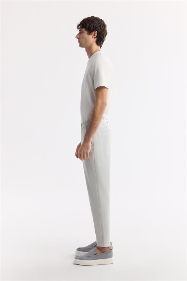 Açık Gri Klasik Bel Pamuklu Jersey Pantolon