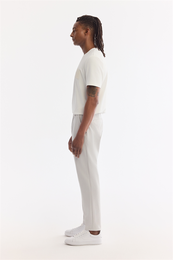 Açık Gri Klasik Bel Pamuklu Elastan Pantolon