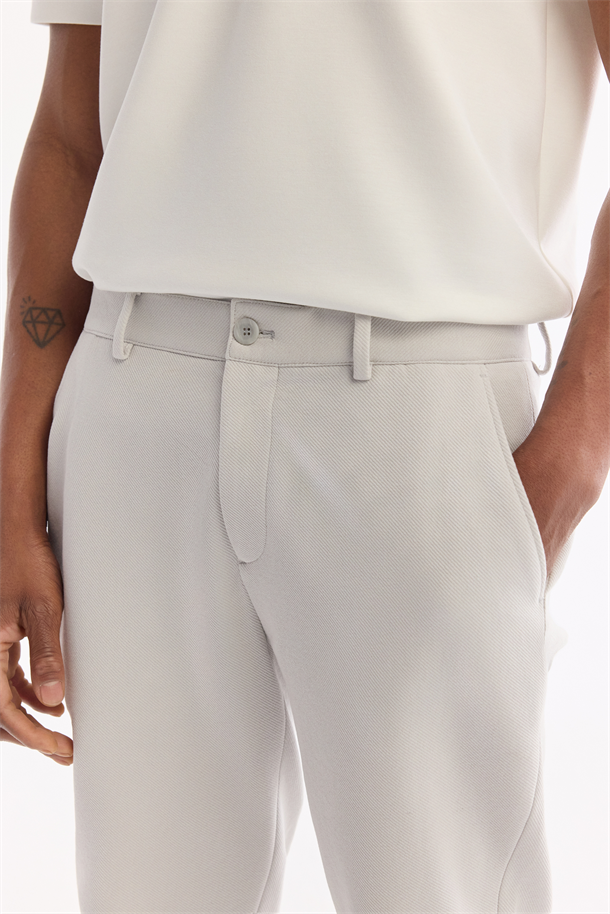 Açık Gri Klasik Bel Pamuklu Elastan Pantolon