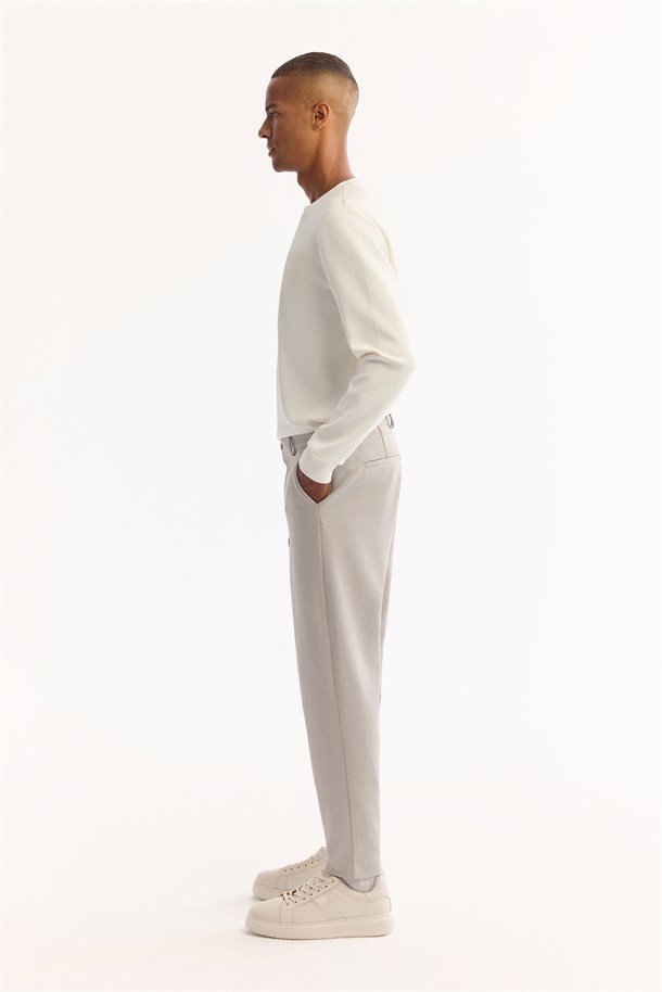 Light Grey Classic Waist Cotton Pants