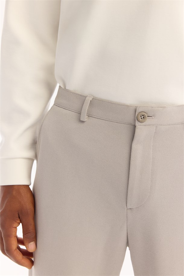 Light Grey Classic Waist Cotton Pants