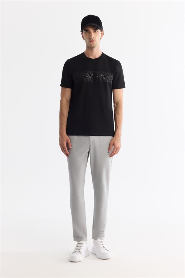 Açık Gri Yanı Lastikli Bi-Stretch Kolay Ütülenen Chino Pantolon