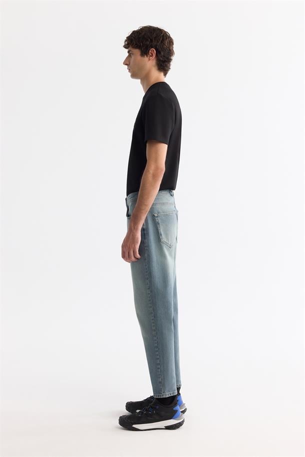 Açık Haki Eskitme Yıkamalı Esnek Jean Pantolon