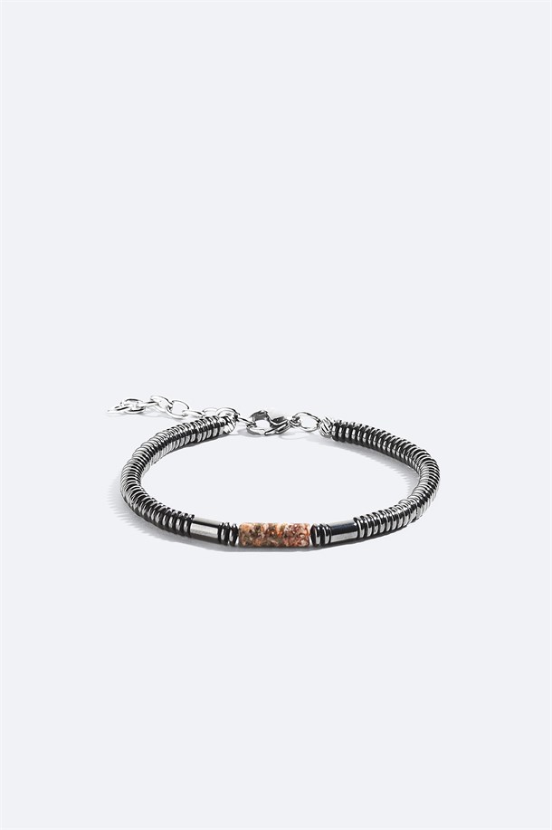 Burgundy Agate and Hematite Stone Bracelet