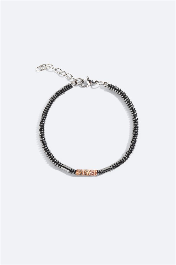 Burgundy Agate and Hematite Stone Bracelet