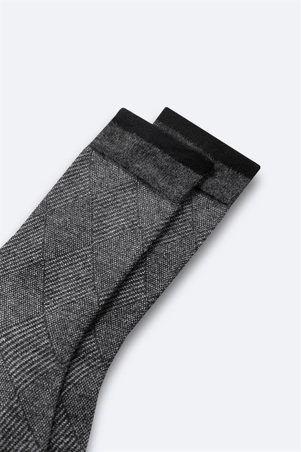 Antrasit Desenli Bambu Soket Çorap