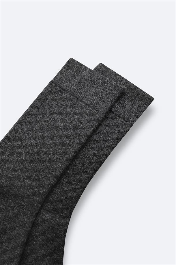 Antrasit Desenli Bambu Soket Çorap