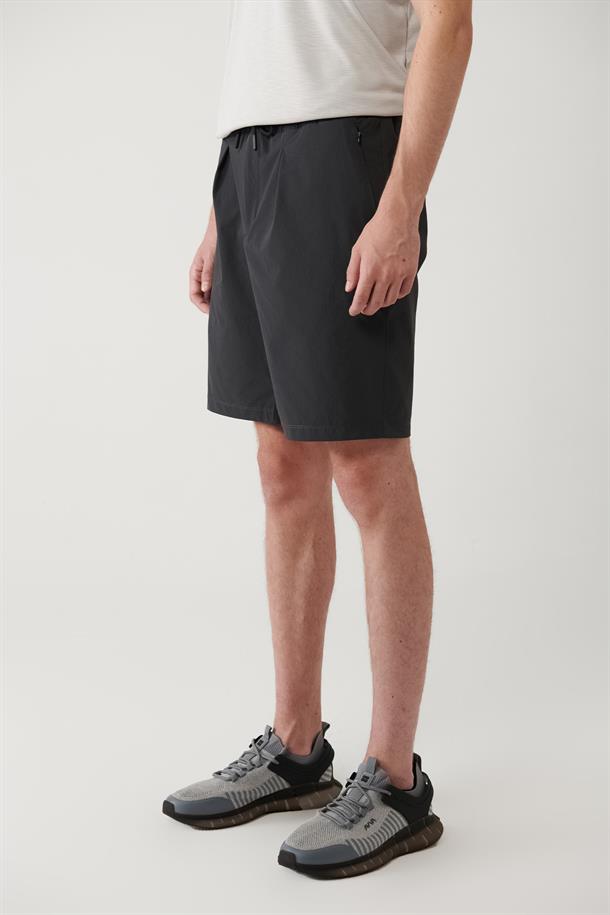 Antrasit Beli Lastikli Bağcıklı Su İtici Bi-Stretch Şort