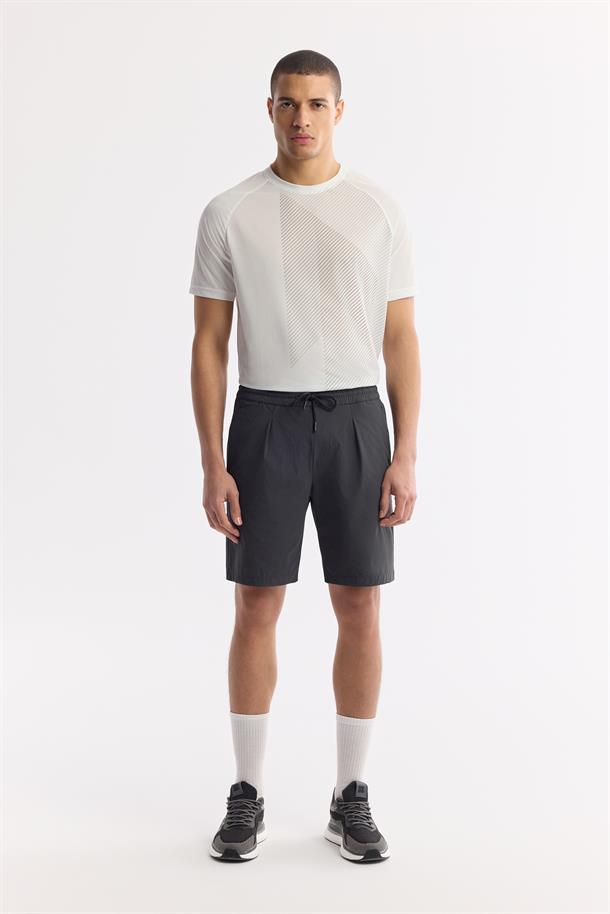 Antrasit Beli Lastikli Gofreli Bi-Stretch Şort