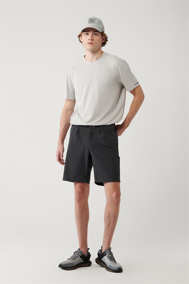 Antrasit Beli Lastikli Bağcıklı Su İtici Bi-Stretch Şort