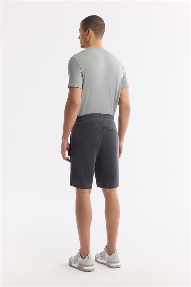 Anthracite Elastic Waist Drawstring Soft Touch Knit Shorts