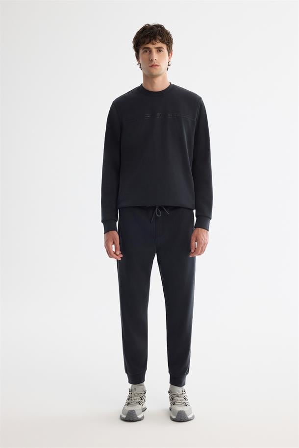 Antrasit Beli Lastikli Bağcıklı Soft Touch Eşofman Altı