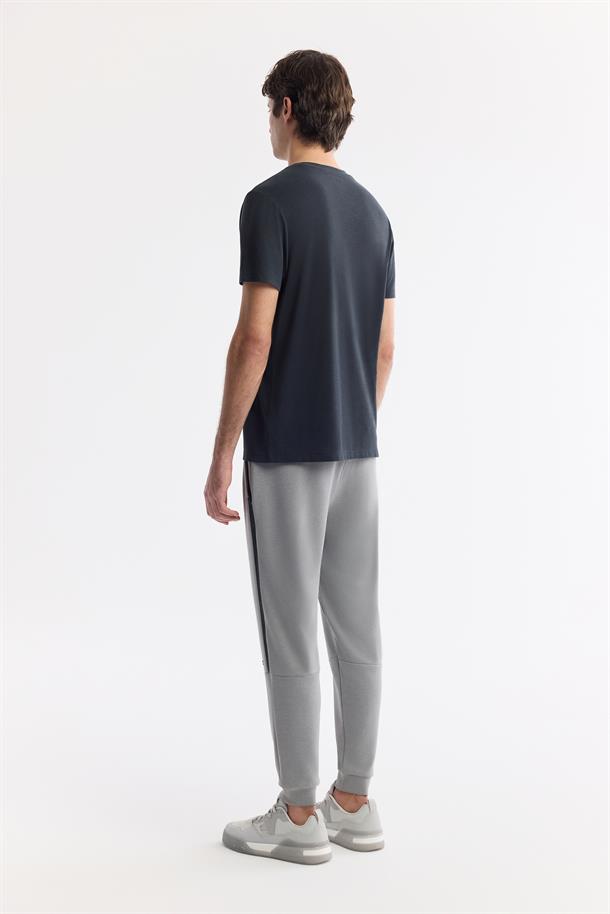 Antrasit Bisiklet Yaka Baskılı Soft Touch T-Shirt