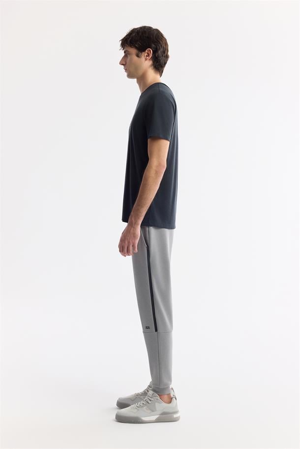 Antrasit Bisiklet Yaka Baskılı Soft Touch T-Shirt