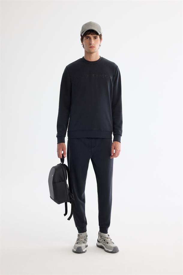 Antrasit Bisiklet Yaka Baskılı Soft Touch Sweatshirt