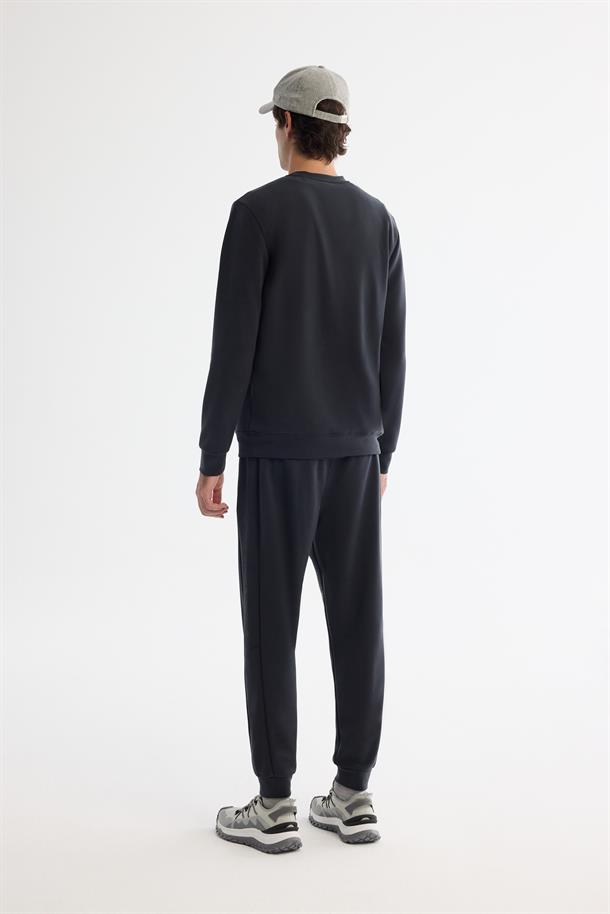 Antrasit Bisiklet Yaka Baskılı Soft Touch Sweatshirt