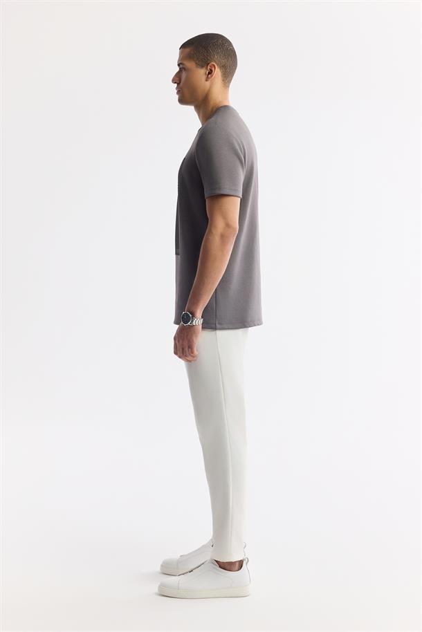 Antrasit Bisiklet Yaka Bi-Stretch İnterlok T-Shirt