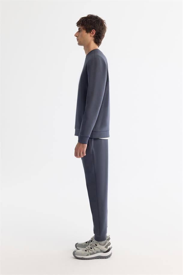 Antrasit Bisiklet Yaka Esnek Yumuşak Doku İnterlok Kumaş Basic Sweatshirt