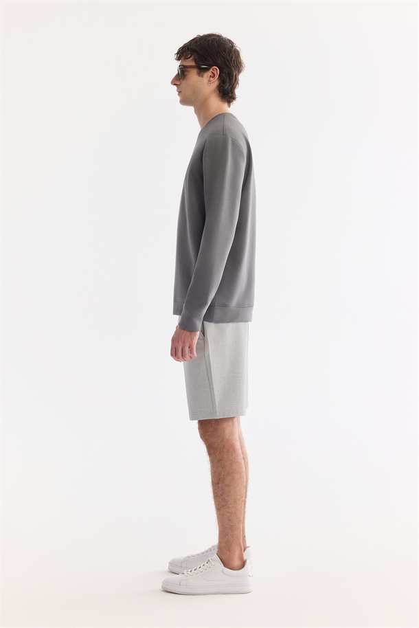 Antrasit Bisiklet Yaka Pamuklu Kolay Ütülenen Sweatshirt