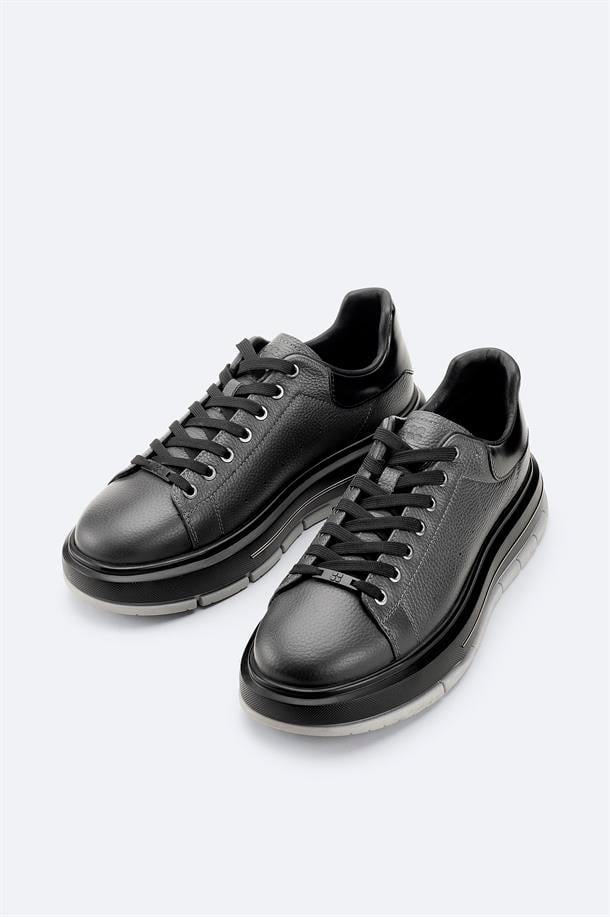 Antrasit %100 Deri Esnek Taban Hafif Casual Ayakkabı