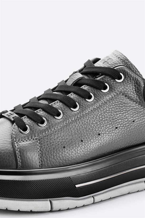 Antrasit %100 Deri Esnek Taban Hafif Casual Ayakkabı