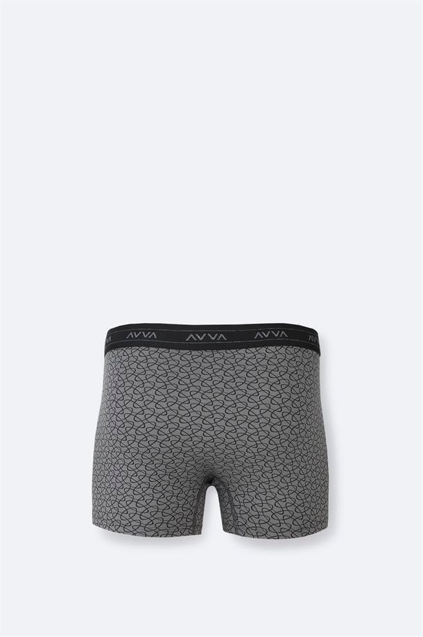 Anthracite Patterned Cotton Boxer