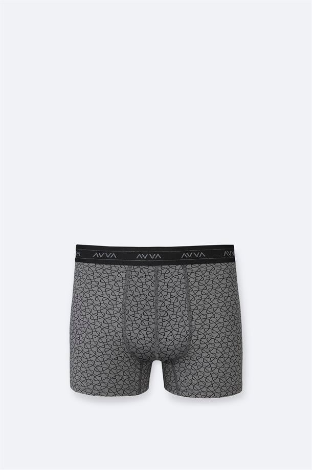 Anthracite Patterned Cotton Boxer