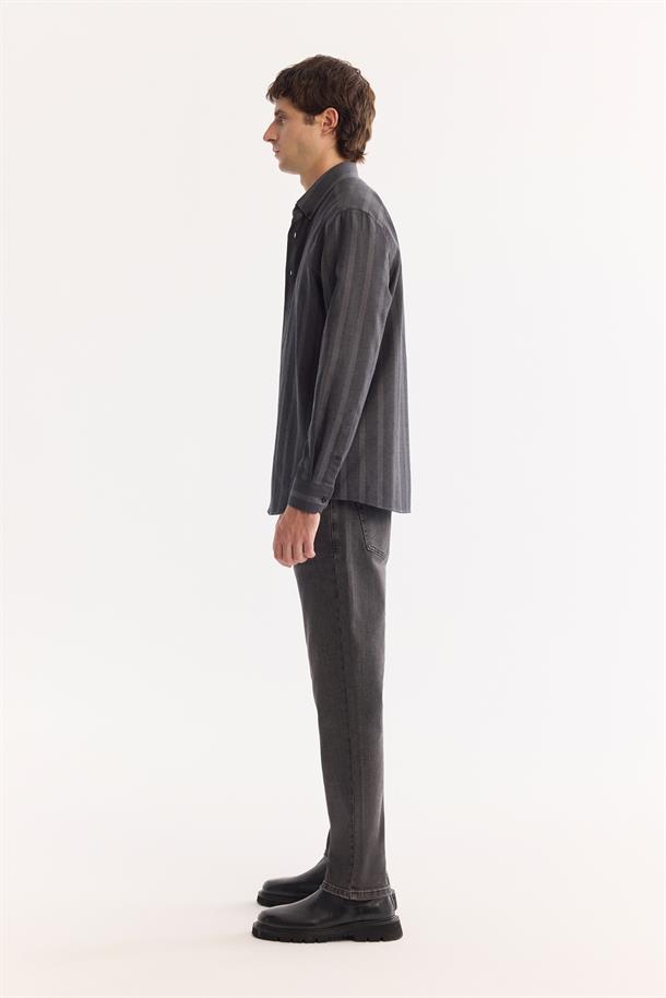 Antrasit Düğmeli Yaka %100 Pamuk Oxford Soft Touch Gömlek