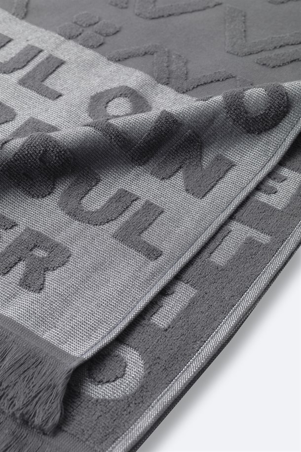 Antrasit Desenli %100 Pamuk Plaj Havlusu 