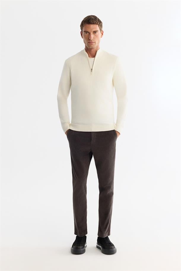 Antrasit Klasik Bel Kalın Fitilli Kadife Chino Pantolon