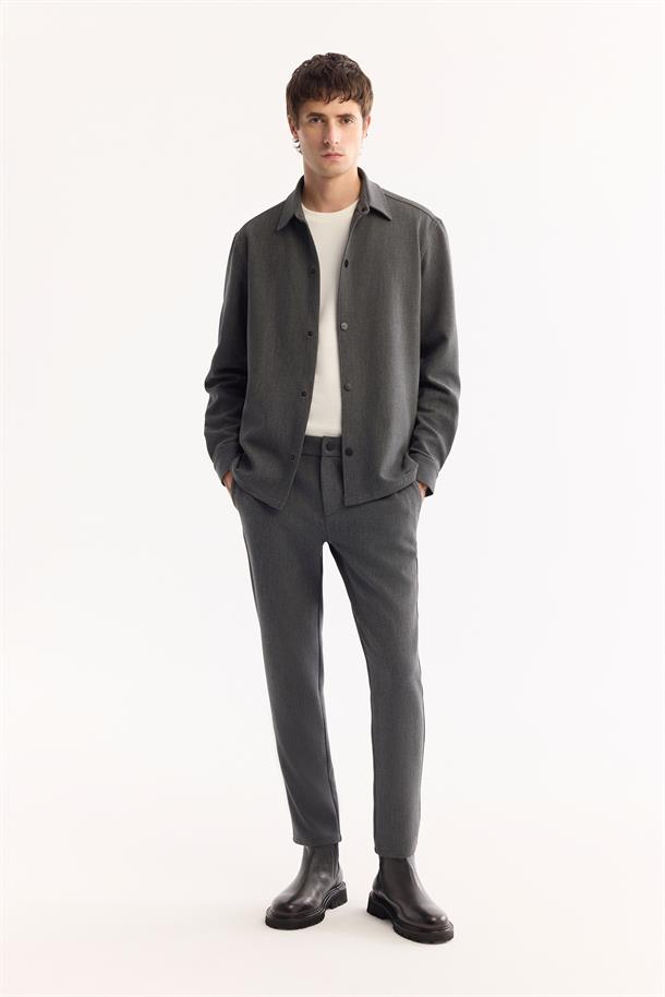 Antrasit Klasik Yaka Kolay Ütülenen Gömlek Ceket
