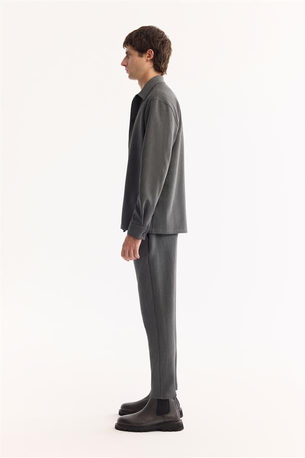 Antrasit Klasik Yaka Kolay Ütülenen Gömlek Ceket