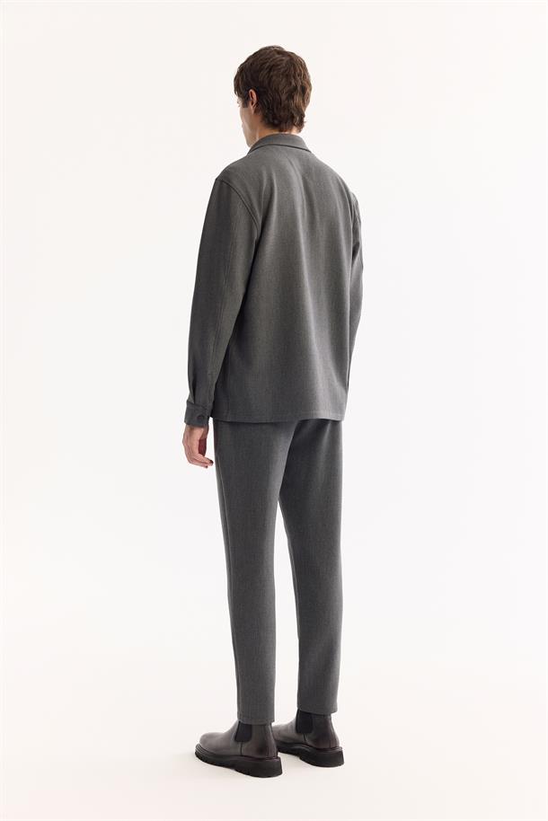 Antrasit Klasik Yaka Kolay Ütülenen Gömlek Ceket