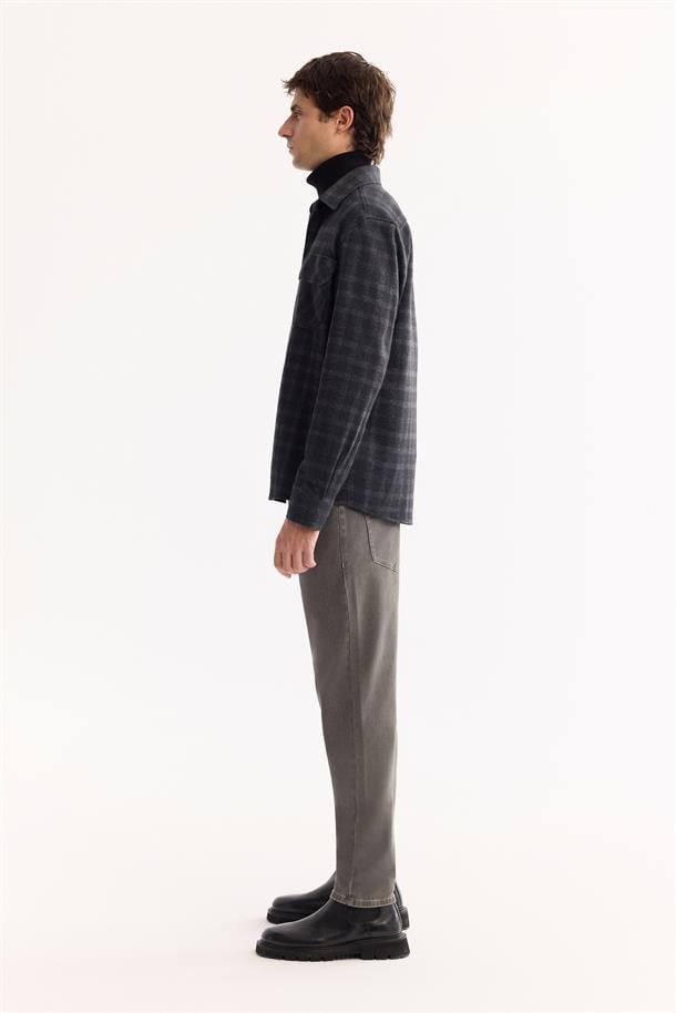 Anthracite Classic Collar Soft Touch Easy-Iron Checkered Shirt Jacket