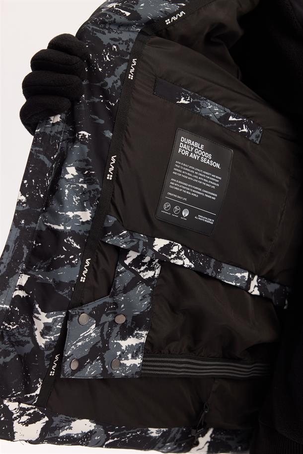 Black Hooded Water Repellent Windproof Ski Jacket Resistant to -15°C