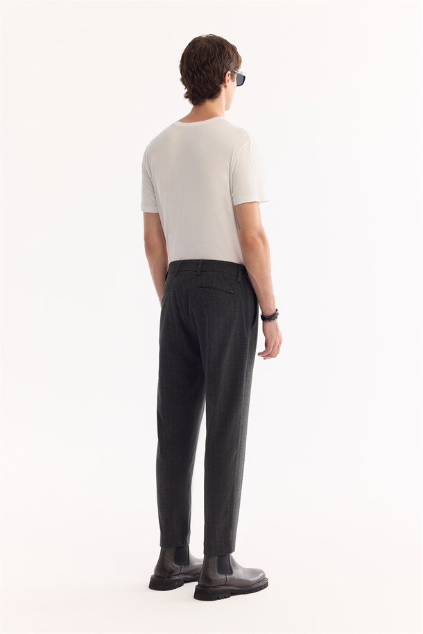 Anthracite Viscose Blend Easy-Iron Striped Pants