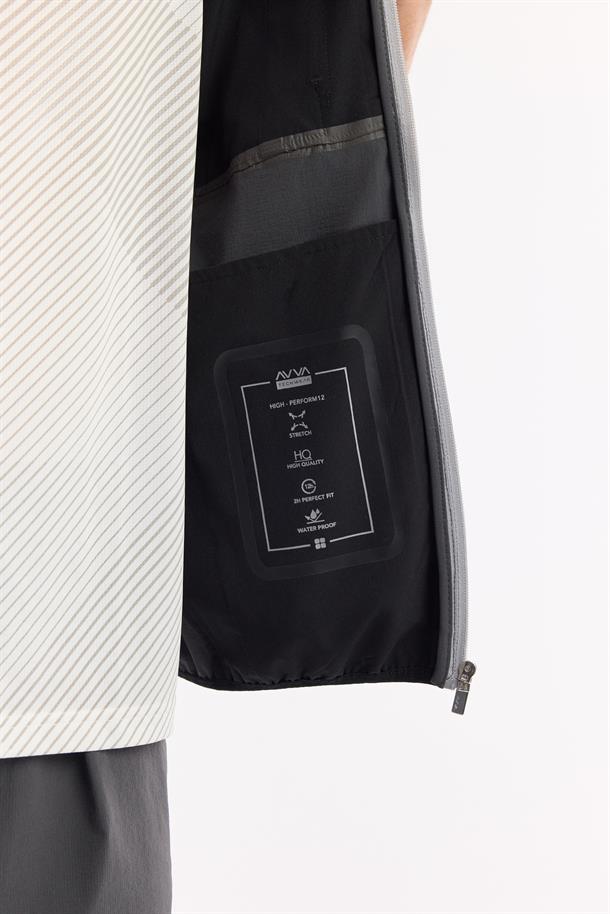 Antrasit Dik Yaka Su İtici Rüzgar Geçirmez Bi Stretch Yelek