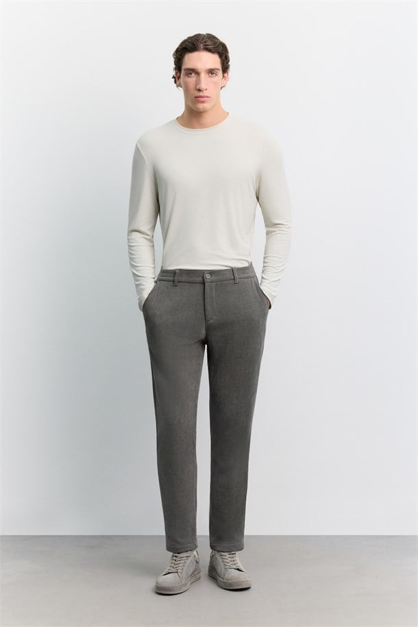 Antrasit Yanı Lastikli Kadife Fitilli Soft Touch Pantolon