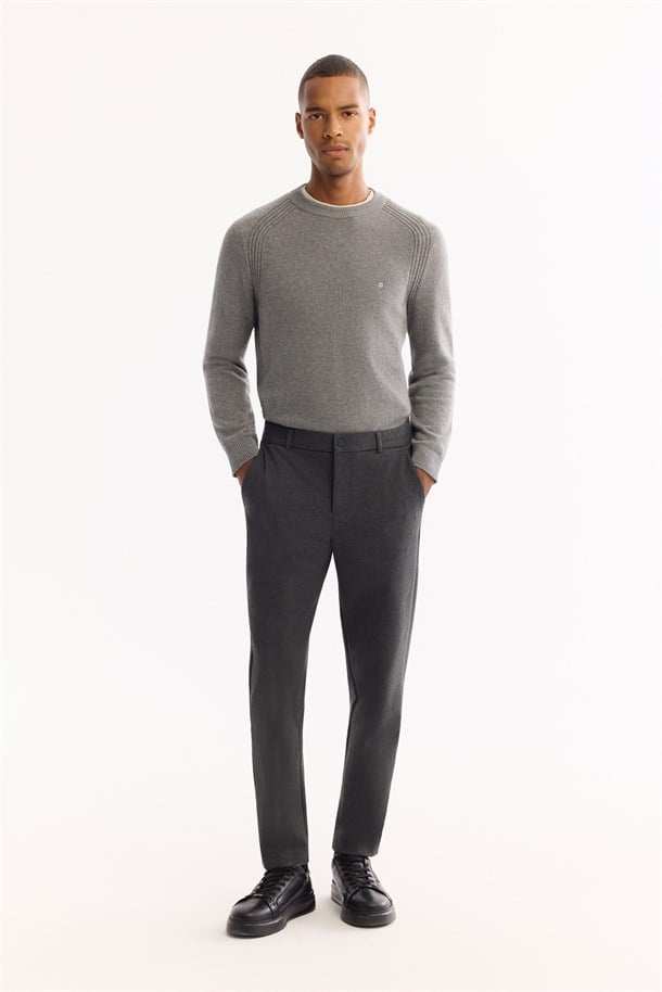 Anthracite Side Elastic Viscose Blend Chino Pants