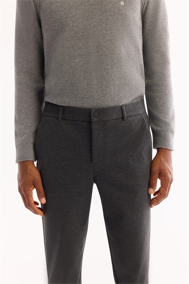 Anthracite Side Elastic Viscose Blend Chino Pants