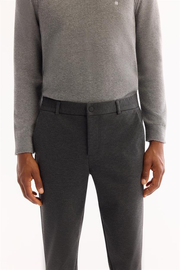 Antrasit Yanı Lastikli Viskon Karışımlı Chino Pantolon