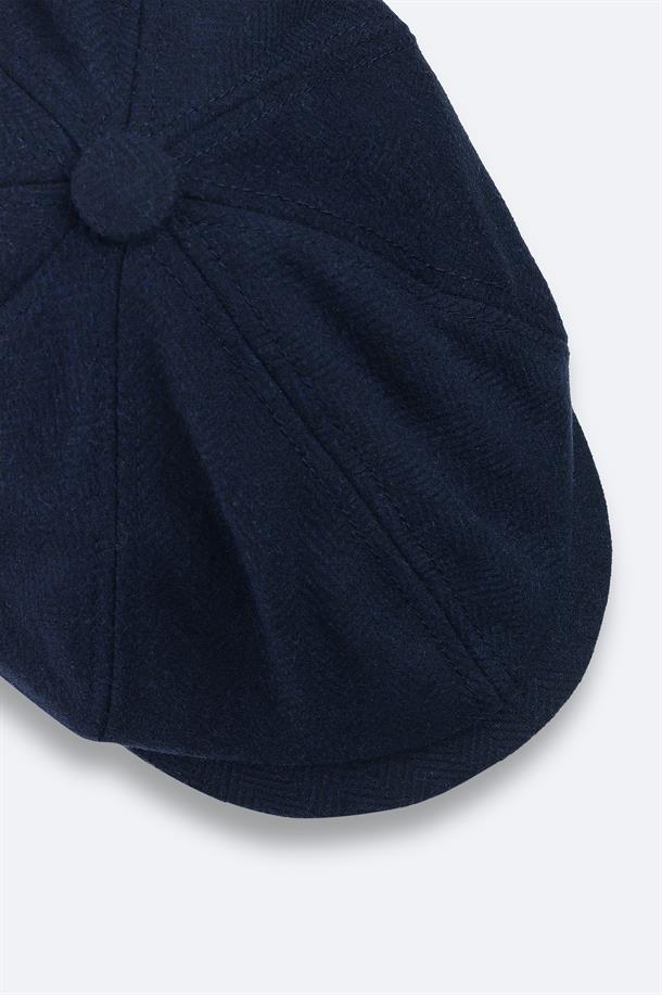 Antrasit Yün Karışımlı Desenli Kasket Şapka