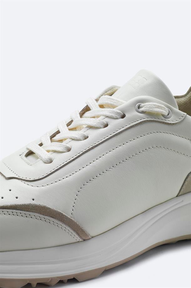 Bej %100 Deri Esnek Taban Hafif Casual Ayakkabı 