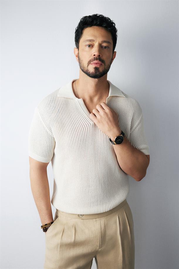 Bej Polo Yaka %100 Pamuk Triko T-Shirt