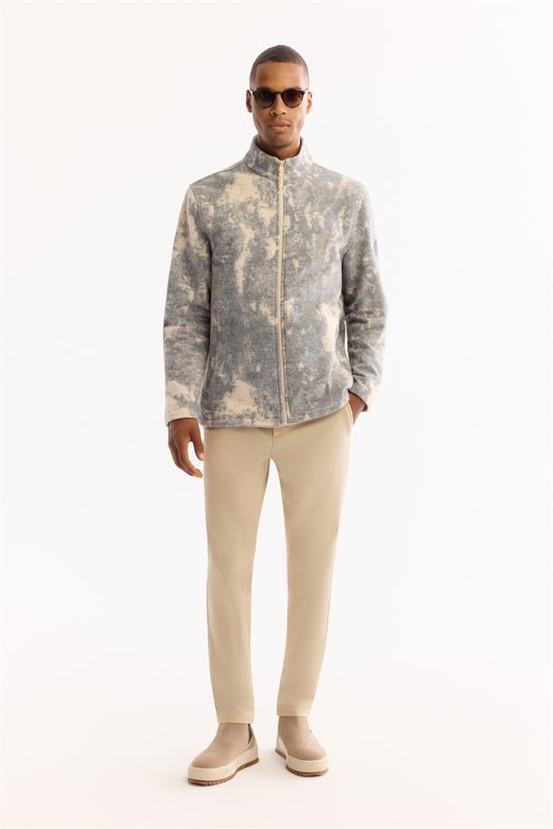 Antrasit Dik Yaka Fermuarlı Soft Touch Desenli Polar Sweatshirt